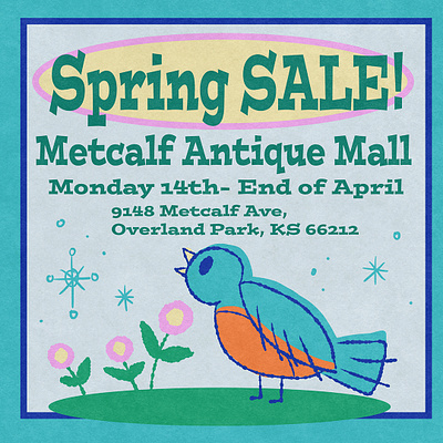 Spring Sale Ad 4 cartoon cartoonist digital art graphic design illustration illustrator mid century retro typography