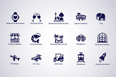 Explore55Plus: Amenities Icon Set - Volume 2 accessibility community graphic design icon icondesign illustration minimalist minimalisticons ui ux uxdesign