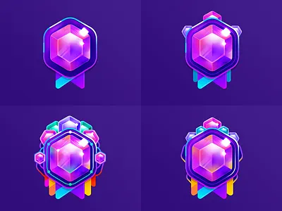 4 Diamond Badges design achivement achivement design badges badges design crystal design diamond diamond badges diamond league figma goal icon design illustrator league level mobile icon photoshop rainbow sketch
