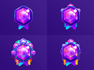 4 Diamond Badges design achivement achivement design badges badges design crystal design diamond diamond badges diamond league figma goal icon design illustrator league level mobile icon photoshop rainbow sketch