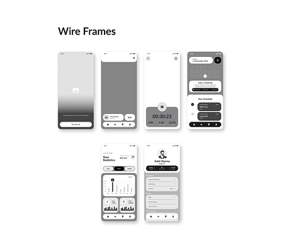 Wireframes - Revolv Cycling Tracker app design cycling fitness fitness tracker tracker ui ui design uiux wireframe wireframes