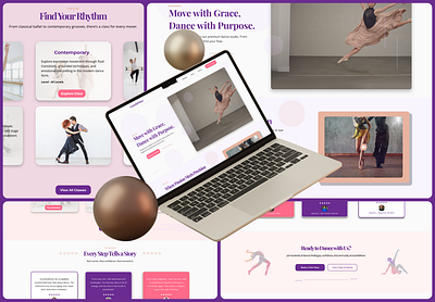 GracefulMove Landing Page (Practice #3) dance dance studio landing page minimalist pink purple service soft ui ui design vio
