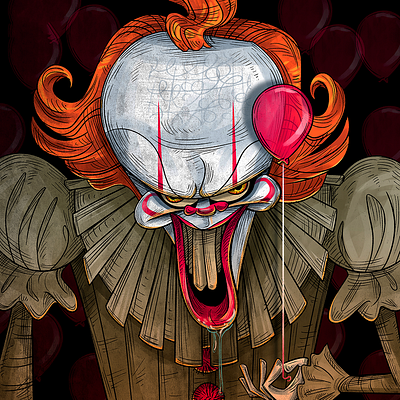PENNYWISE art artwork caricature cartoon cartoon art cinema clown design graphic graphic design illustration it itmovie movie movies pennywise