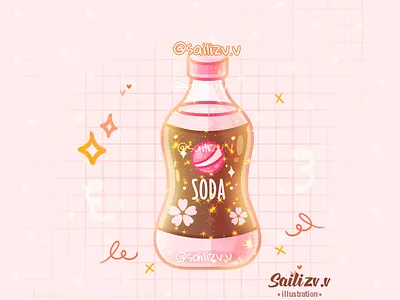 Soda Art Kawaii by sailizv.v adorable adorable lovely artwork concept creative cute art design digitalart illustration