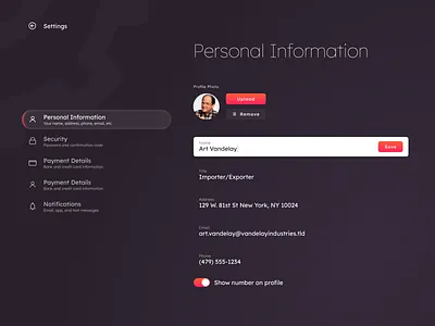 Daily UI - 007 - Settings 007 dailyui desktop ui