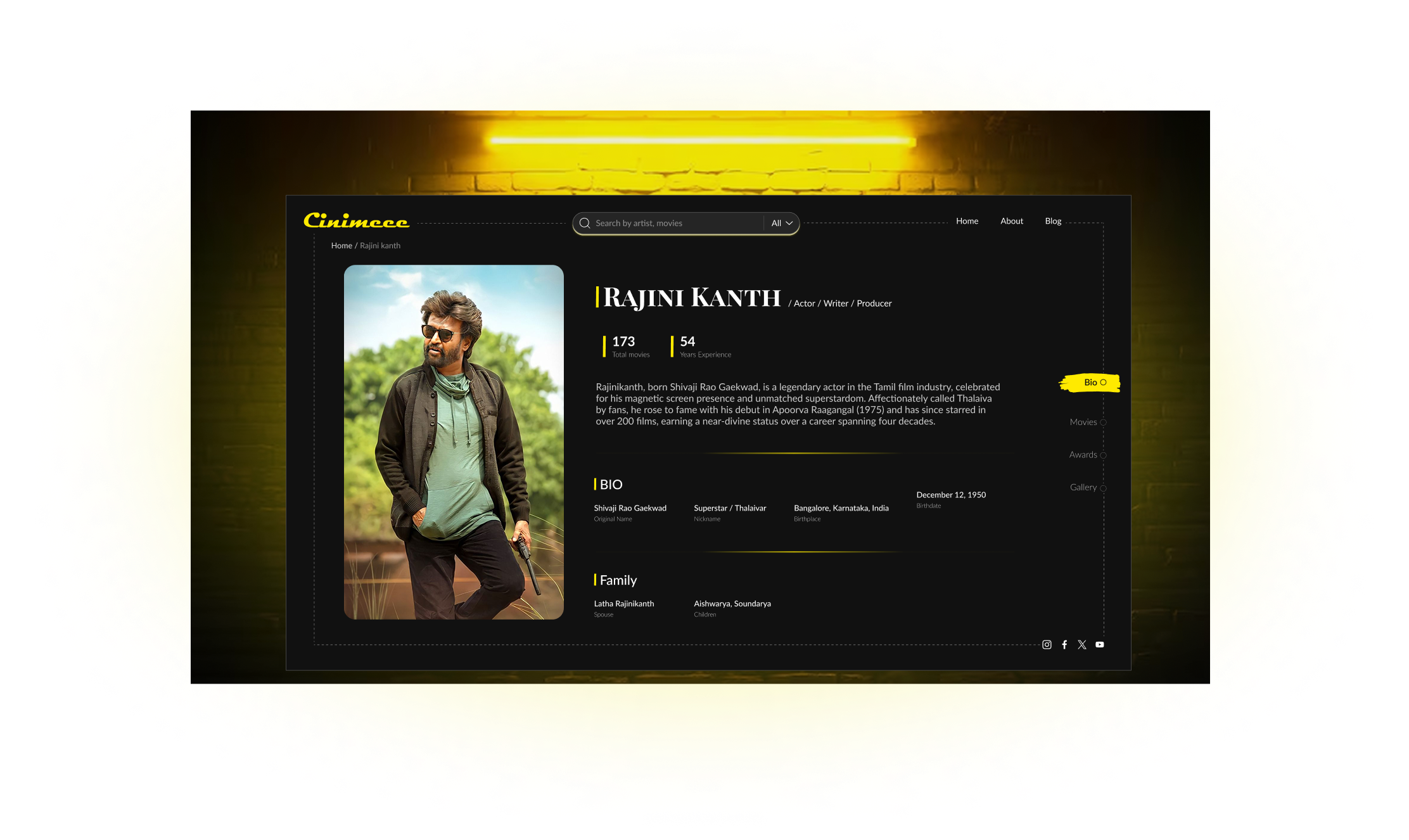 Cinemee | Modern Web UI for Film & Celebrity Discovery cinema web ui ui