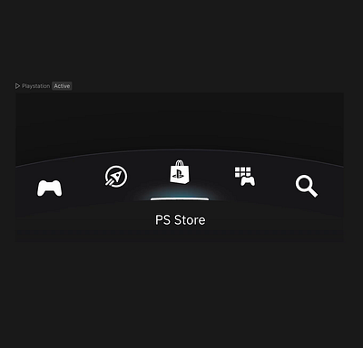 PS App Curvilinear Navigation Bar animation rive ui