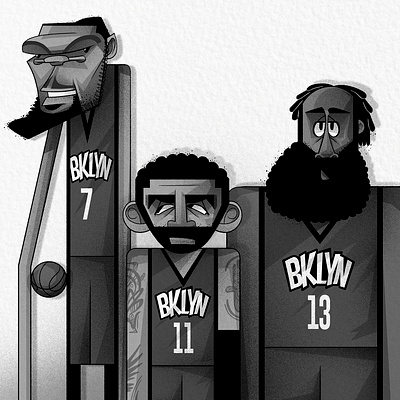 BROOKLYN NETS art artwork basketball basketball art caricature caricatures cartoons design drawing graphic graphic art graphic design illustration james harden kevin durant kyrie irving nba sport sports sports art