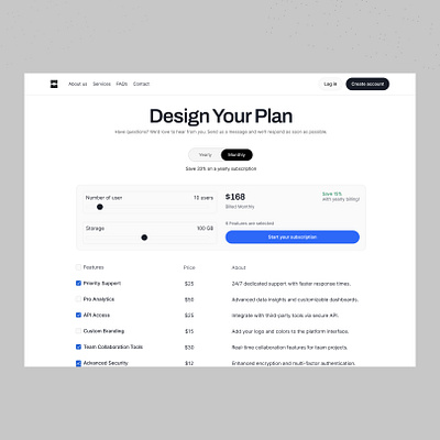 Interactive Pricing Calculator assent color best font sizes blue clean design custom pricing interactive pricing calculator m qasim minimal design minimalism minimalistic pricing pricing page product design typo typography