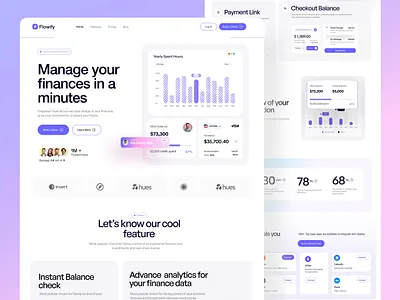 Saas Landing Page Design for fintech admin finance fintech fintech landing page fintech website landing page minimal design money mangement payment getway saas saas design saas landing page saas template saas ui saas web saas website ui kit web