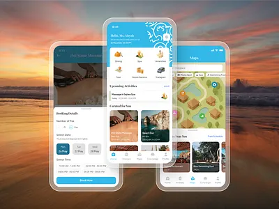 Luxury In A Pocket - Resort Guest Mobile App accomodation application blue experience graphic design hotel luxury map mobile nature resorts spa ui ux