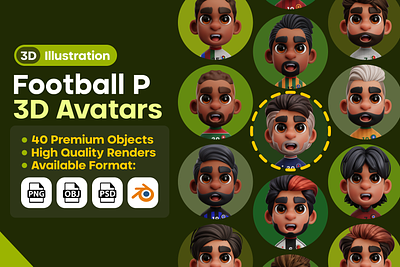 MHK Project Design : Football Player Set Avatar Pack 3d arena avatar boy character flag football man metapeople