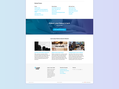 Flatiron School public lesson page article banner bootcamp code footer links product design ui ui design visual design web design