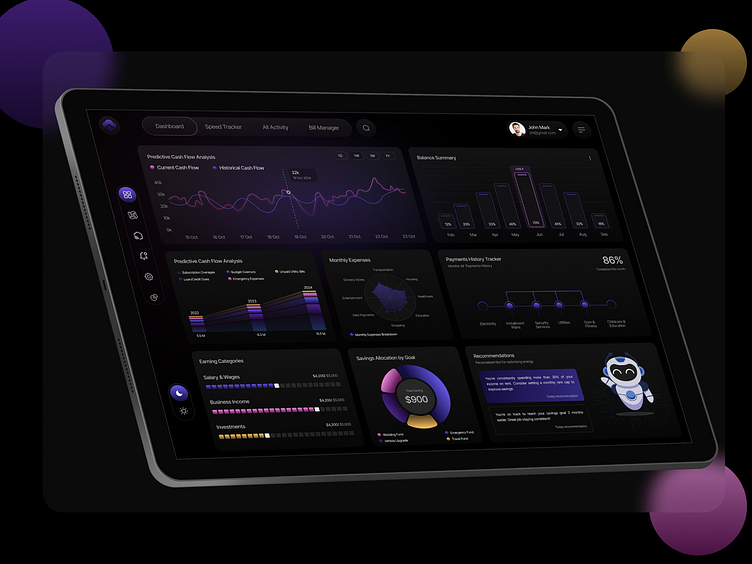 AI-powered finance dashboard interface