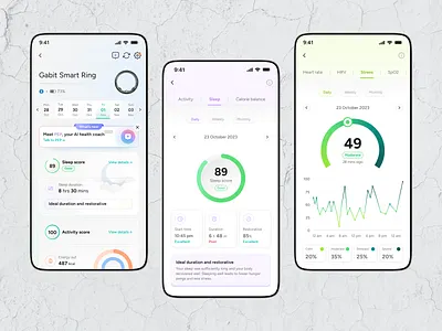 Gabit App UI UX Design app design inspiration minimal smart ring ui user experience user interface ux