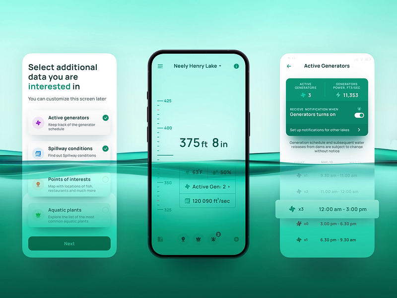 Mobile App Design for Smart Lakes: iOS Android UI UX