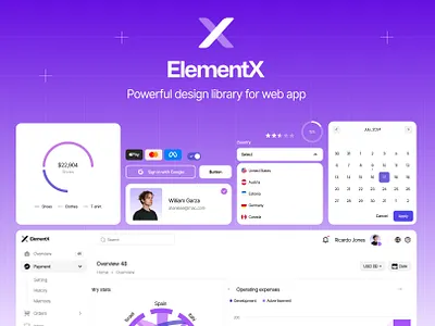 ElementX — Design System & UI Kit charts dashboard design system saas