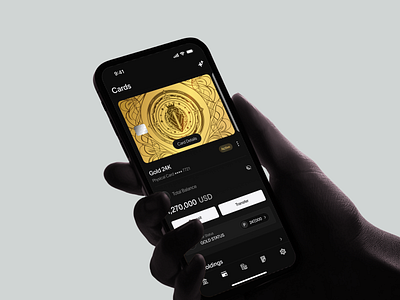 Banking App - Cards | UI/UX app app design banking app card credit card darkmode fintech gold gold card neo bank total balance ui ui design uiux ux ux design vip wallet wallet balance