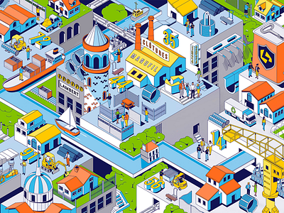Lambert groupe ambiant character colours design fagostudio illustration isometric people texture