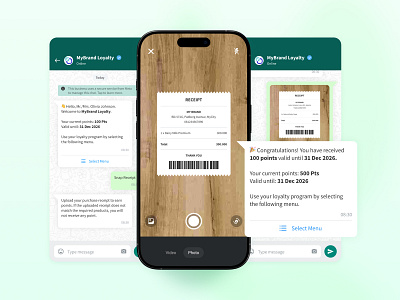 Snap Receipt on WhatsApp Loyalty digital loyalty earn get points membership points rewards snap receipt whatsapp