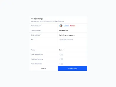 Profile Settings ⚙️ design form forms input minimal saas select settings ui web design