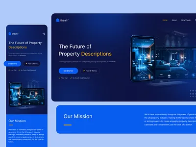 Theah - Landing Page ai artificial intelligence design landing page landing page design property property description real estate seo ui ui design ux ux design web design website