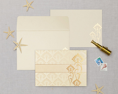 Ivory Shimmery Screen Printed Wedding Card punjabi wedding card designs