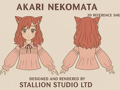 Name: Akari Nekomata Platform: VTuber & all streaming platforms 3d animaze anime blender cartoon design open for commission rig stallion studio limited twitch vrchat vtuber
