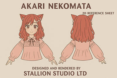 Name: Akari Nekomata Platform: VTuber & all streaming platforms 3d animaze anime blender cartoon design open for commission rig stallion studio limited twitch vrchat vtuber