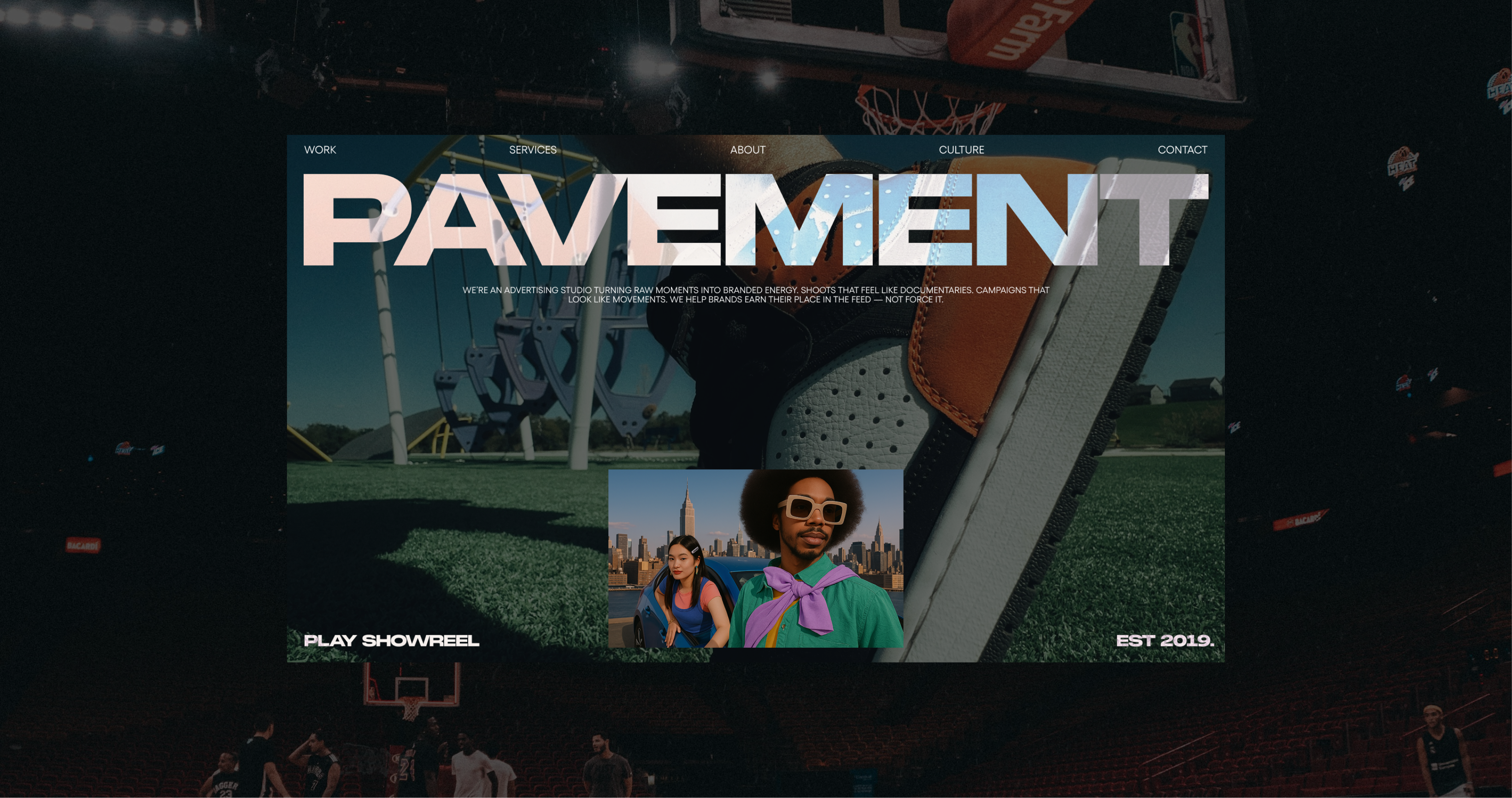 Pavement — Creative Advertising Studio Hero advertising studio art direction bold typography branding creative direction design agency digital design editorial design hero section landing page modern web ux ui visual identity website concept