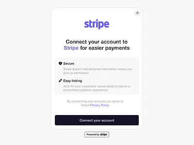 Stripe connect account connect form link payment privacy policy security stripe ui ux