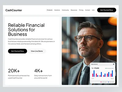 CashCounter - Financial Service Landing Page UI Design design figma ui uiux ux