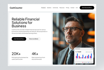 CashCounter - Financial Service Landing Page UI Design design figma ui uiux ux
