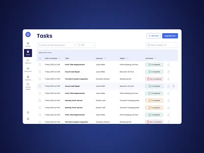 A reporting tool for contractors to log completed tasks saas table ui ux