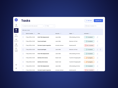 A reporting tool for contractors to log completed tasks saas table ui ux