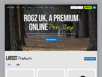 South African Pet Brand: Website UI/UX animal animals cat cats design dog dogs figma mockup pet pet brand rogz rogz uk ui ux web design web development