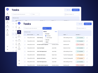 A reporting tool for contractors to log completed tasks saas table ui ux