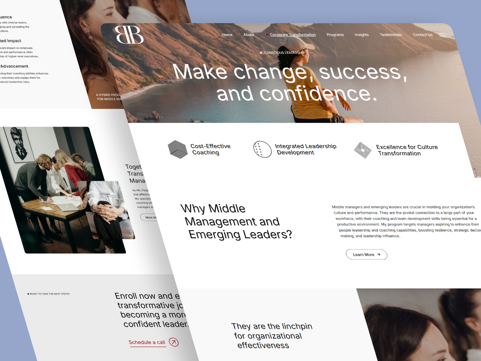 Britta Bibel Vol 3 – Coaching for Middle Managers branding clean coach design flatui leadership modern typography ui userexperience userinterface ux web web development webdevelopment website websitedesign
