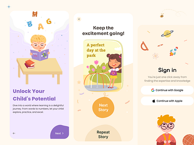 Learning App Onboarding UI android app application design funn interface ios kids layout learning mobile play ui ux
