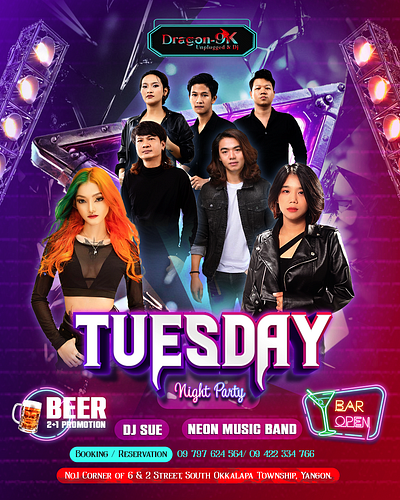 Dragon -9K Unplugged & Dj Bar ads bar social ads flyer