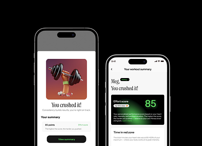 Post-workout design engagement fitness analytics fitness app fitness score interaction interface post workout product design ui user engagement ux workout celebration