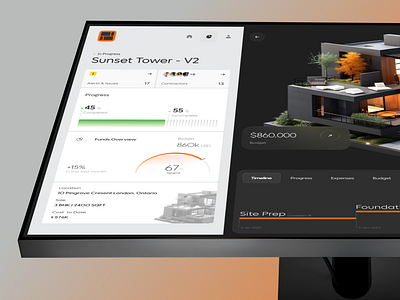 RenoIQ - construction management web app ai app b2b building complex web app construction dashboard design figma management planning saas saas design software design task management task progress ui ui ux ux web app