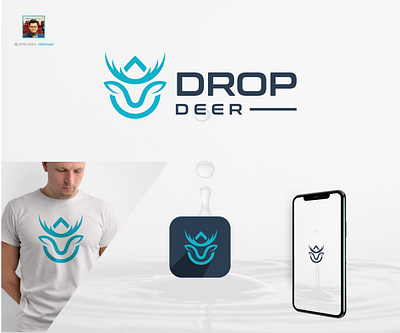 Deer Heap + Drop Logo Design abstract blue logo branding deer drop deer drop logo deer head deer head logo deer logo drop deer logo drop logo gas station logo illustration lettering logo logo design modern logo natural logo startup logo tech