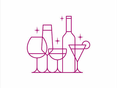 Cocktail Glasses bar beach cocktail dinner drink glasses icon illustration lineart mark party restaurant symbol