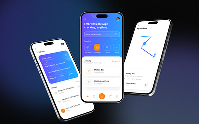 Package Tracker App – Smart & Minimal Delivery UI Design branding deliveryappui deliverytracker design graphic design mobileappui modernappdesign packagetracker parceltracking trackingappdesign ui uiuxdesign