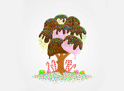 Ice Cream Tree Illustration art candy design digitial illustration raster sweet