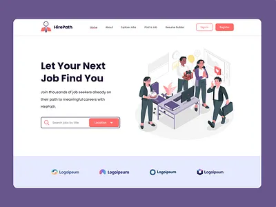 Job Finder Homepage UI Design animation branding dark mode graphic design homepage landing page logo ui uiux design vizora