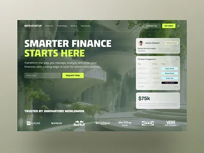 Fintech Startup Website - UI Design Exploration ai website financial fintech fintech website landing page startup portfolio website product website startup startup ui design startup website tech website web design web development website