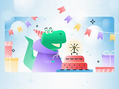 Birthday Card for Selectel Team birthday branding card graphic design illustration trex