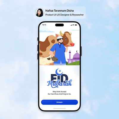 Eid Ul Adha 2025 Greeting UI UX Design app prototype app ui design prototype eid 2025 eid poster eid ui design figma design figma prototype kurbani eid modern ui nafisa disha nafisa t disha nafisa tarannum nafisa tarannum disha nafisatdisha poster design ui design ui ux ui ux design ux research